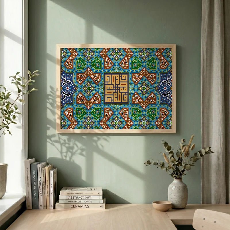 تابلو طرح ولادت حضرت فاطمه (س) مدل G15271 فریم کرم روشن