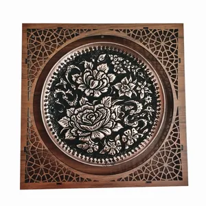 بشقاب قلم زنی مسی طرح گل