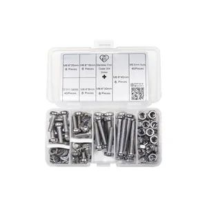 پیچ و مهره و واشر مدل استیل کد M6 بسته 120 عددی