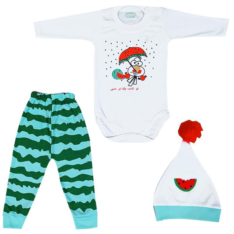 ست 3 تکه لباس نوزادی مدل یلدا طرح هندوانه -  - 6