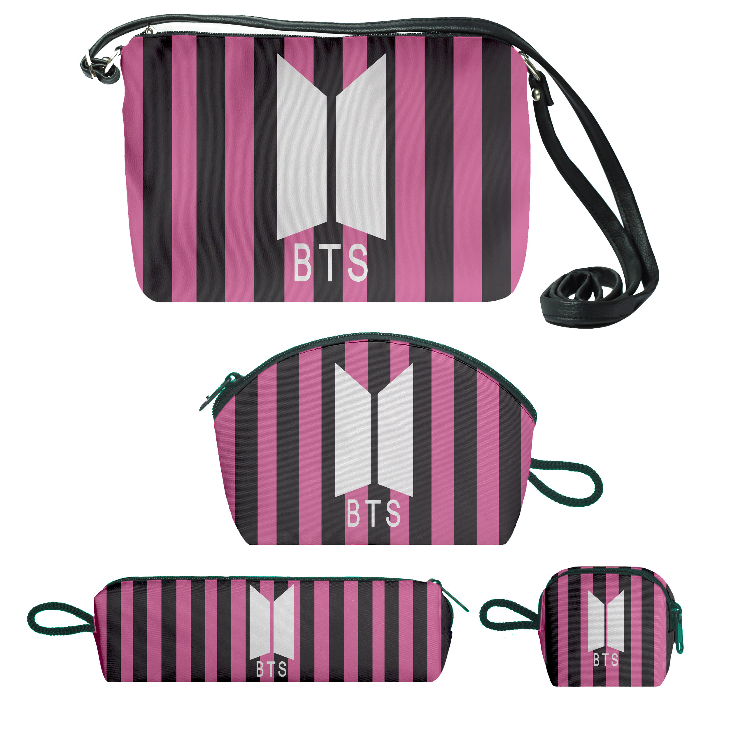 کیف دخترانه طرح bts کد bw2 مجموعه 4 عددی