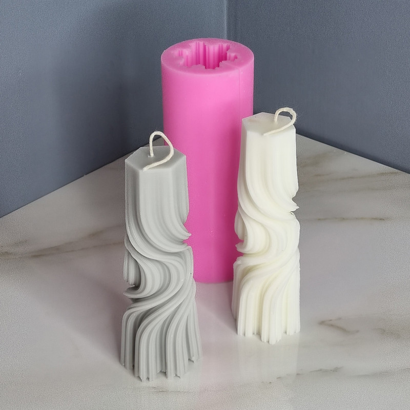 قالب شمع مدل استوانه پیچ طرح موج کد C 15CM