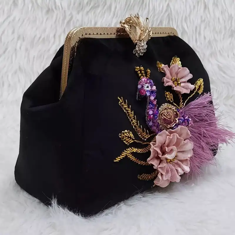 کیف مجلسی زنانه مدل طاووس جواهردوزی