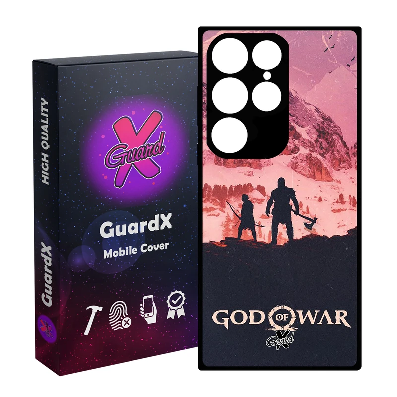 کاور گارد ایکس طرح God of War مدل Glass10075 مناسب برای گوشی موبایل سامسونگ Galaxy S24 Ultra