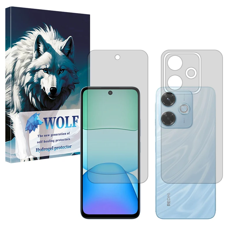 محافظ صفحه نمایش شفاف ولف مدل Tough مناسب برای گوشی موبایل شیائومی Redmi 13x به همراه محافظ پشت گوشی