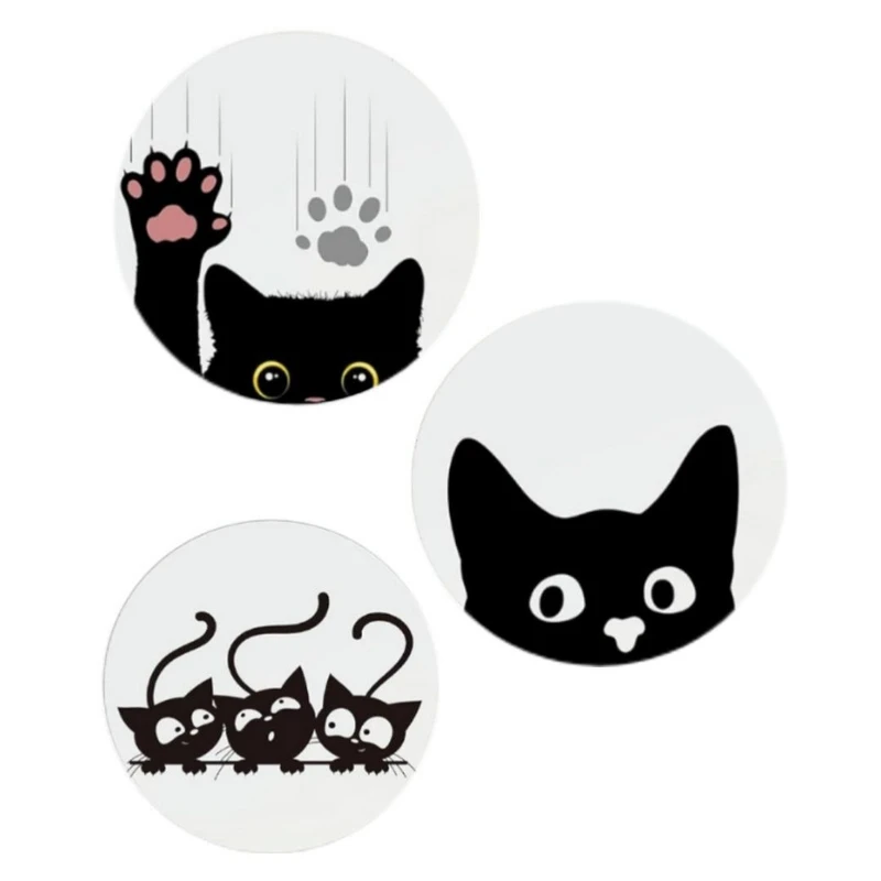 بشقاب دیوارکوب سفالی طرح گربه کد D450 مجموعه 3 عددی