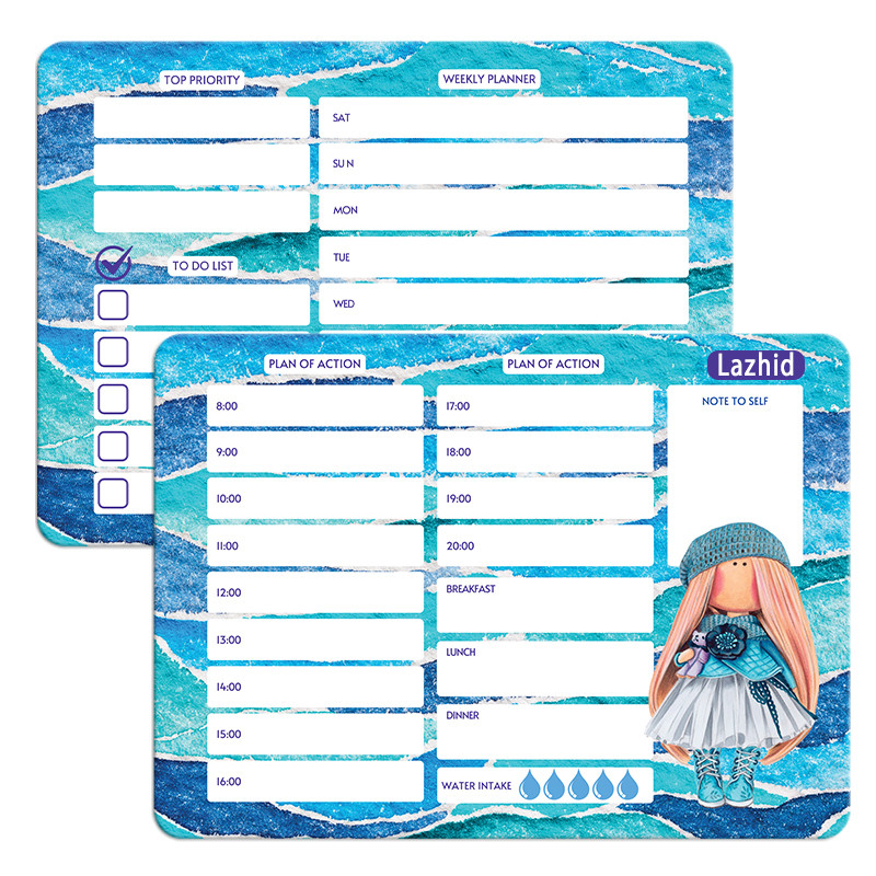 تخته وایت برد لاژید مدل برنامه ریزی سایز 14x18 سانتی متر مجموعه 2 عددی