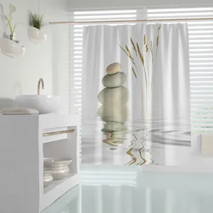 پرده حمام دلفین مدل Stone and Reed سایز 180x200 سانتی متر