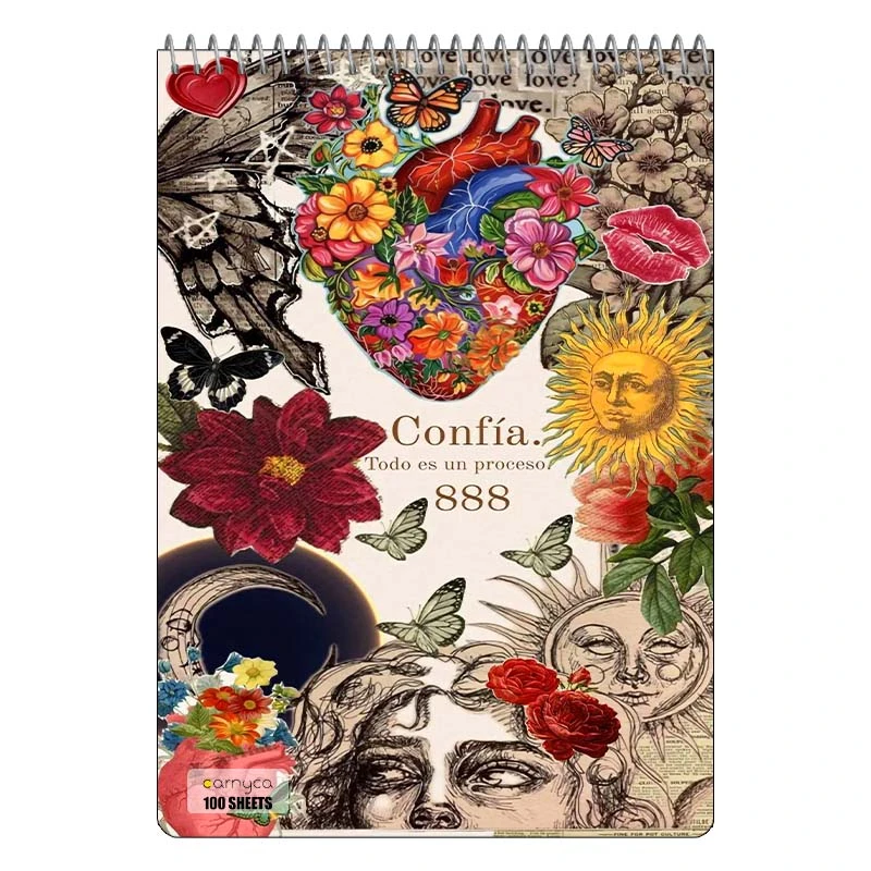 دفتر شطرنجی 100 برگ کارنیکا طرح وینتج اسکرپ بوک Vintage Scrapbook کد 25608