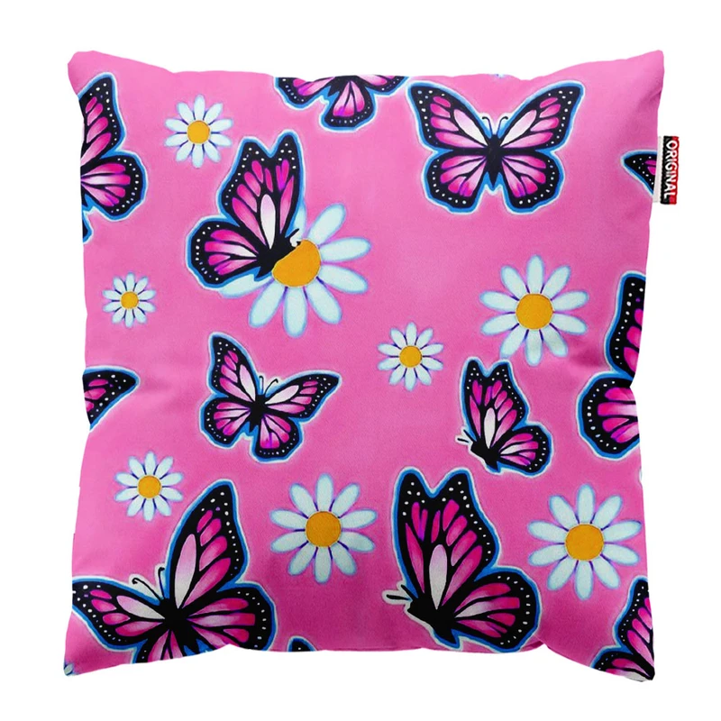 کوسن پاد آفرین طرح پروانه و گل کد 1236 سایز 30*30 سانتی متر