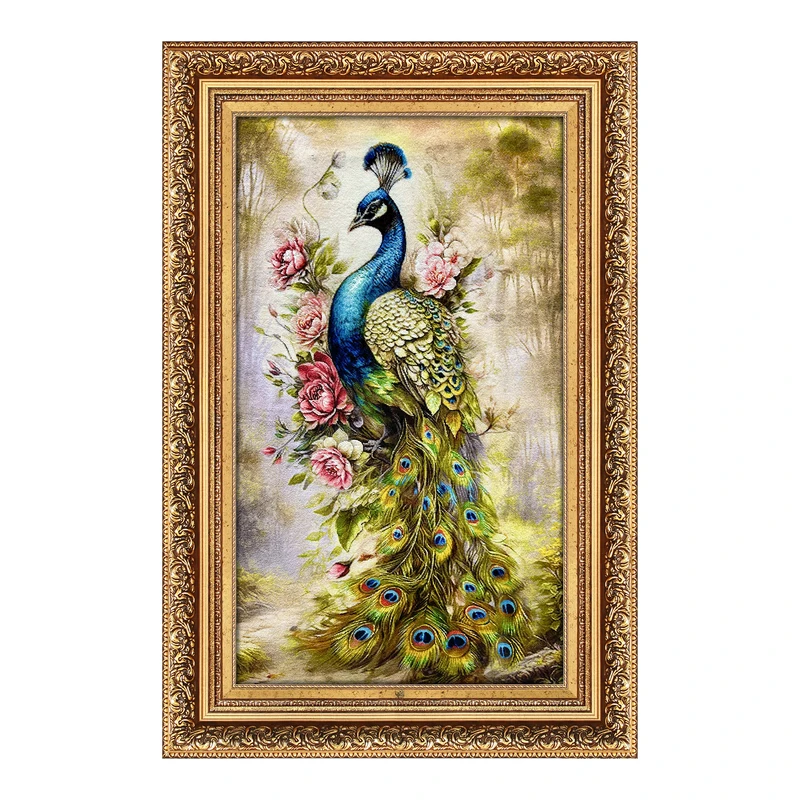 تابلو فرش دستباف فرش میرنظامی طرح طاووس کد 2077