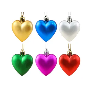 آویز تزیینی مدل کریسمس طرح قلب متالیک مجموعه 6 عددی