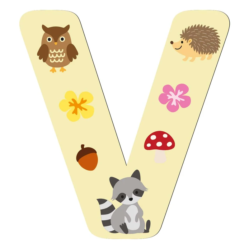 استیکر چوبی کودک باروچین مدل حرف انگلیسی V کد 8021