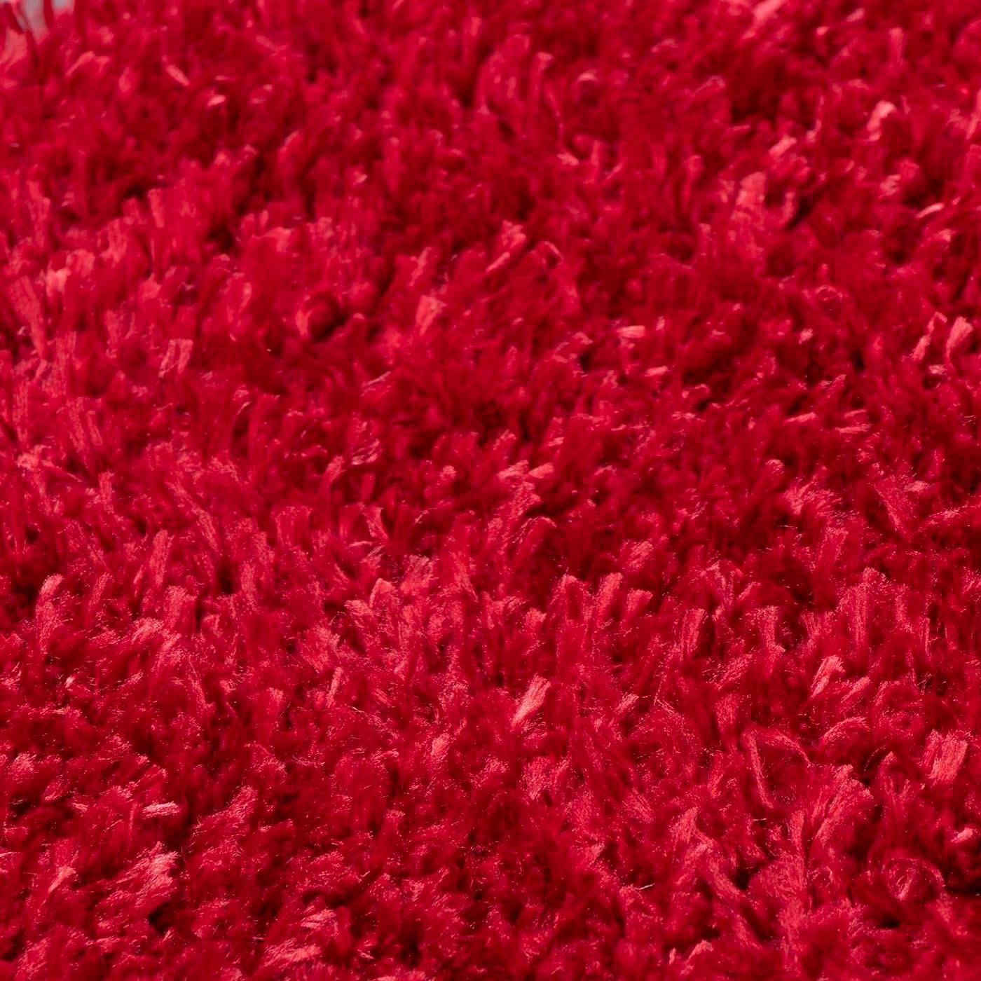 فرش ماشینی مدل شگی فلوکاتی زمینه قرمز