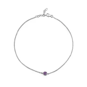 دستبند نقره زنانه مدل تک نگین 1236