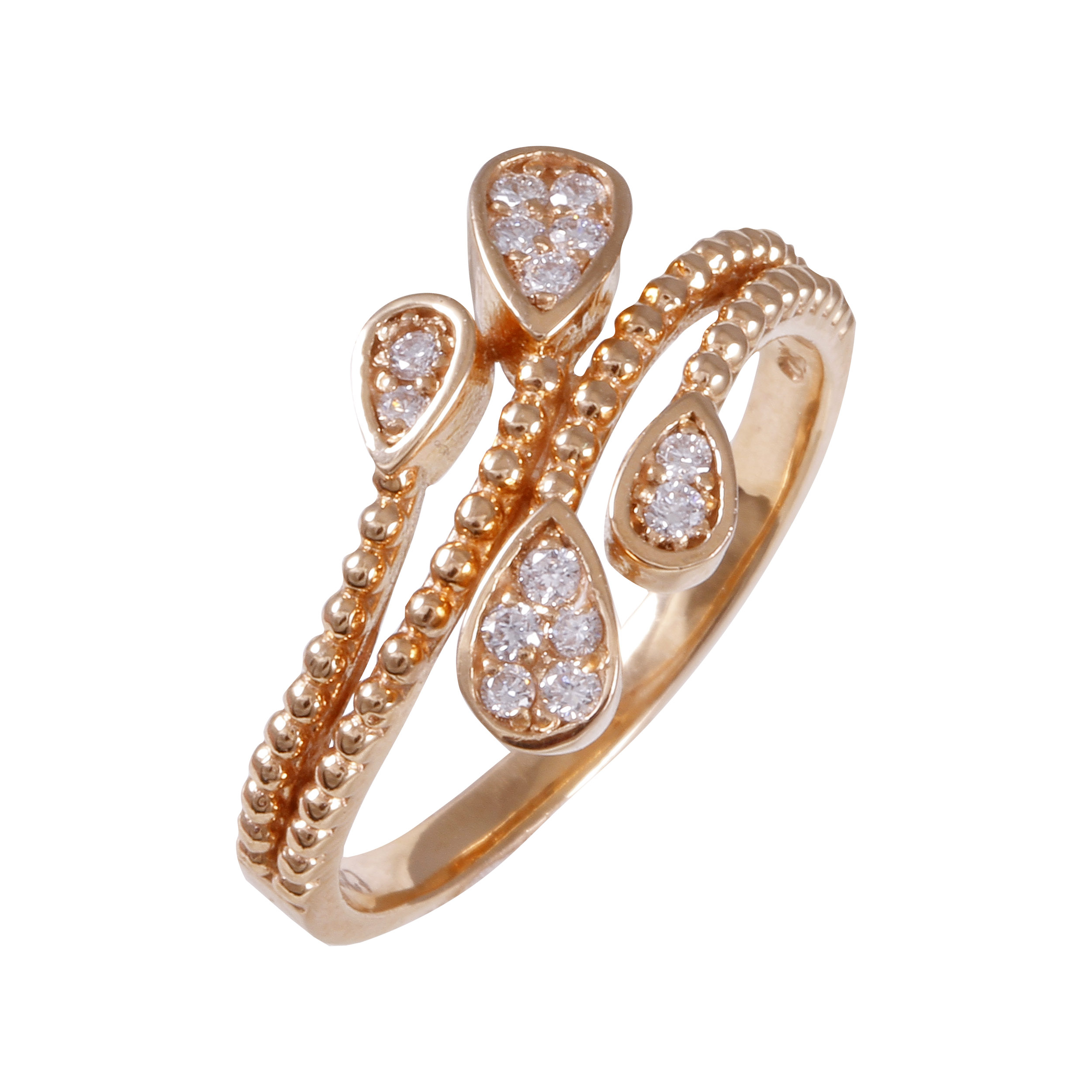 انگشتر طلا 18 عیار زنانه جواهری گاندی مدل A1946