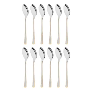 قاشق چای خوری 12 پارچه سانلی مدل پولاریس سیلور گلد 2862G