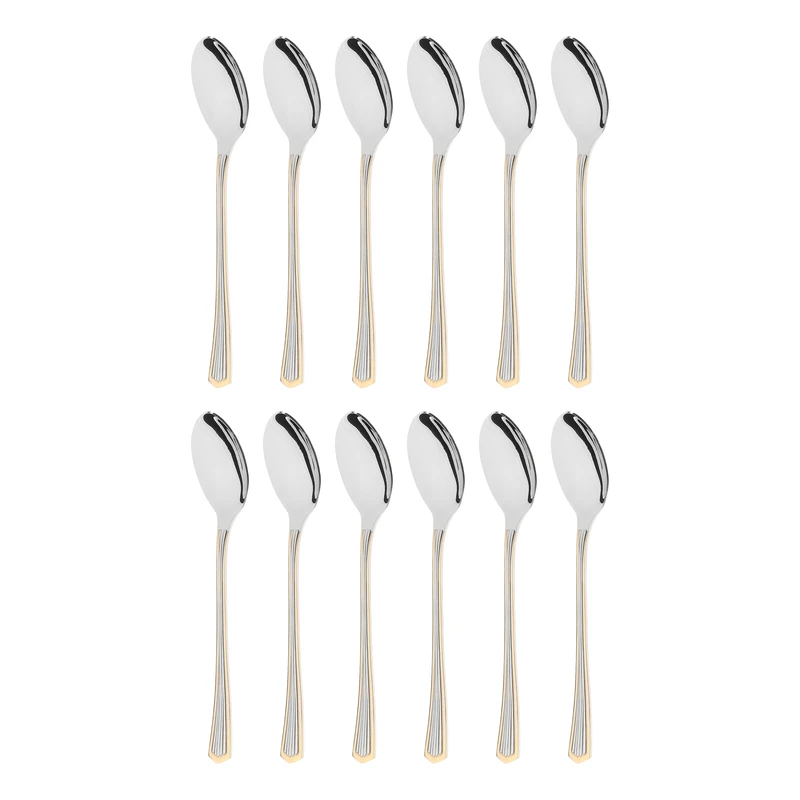 قاشق مربا خوری 12 پارچه سانلی مدل پولاریس سیلور گلد 2862G