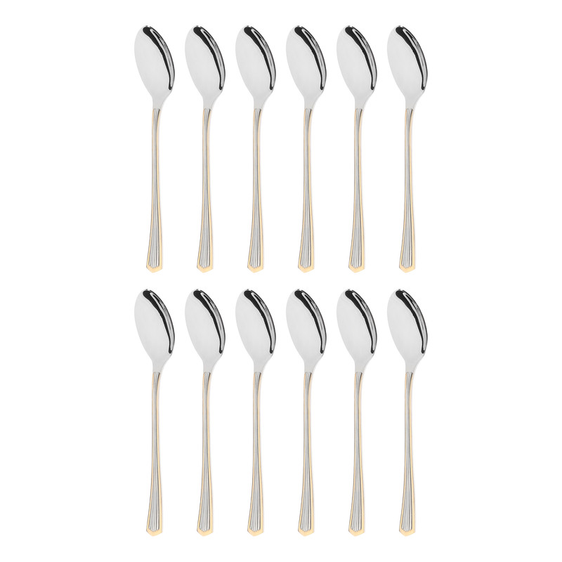 قاشق چای خوری 12 پارچه سانلی مدل پولاریس سیلور گلد 2862G