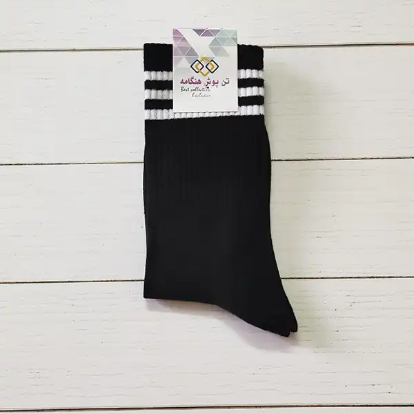 جوراب ورزشی ساق بلند مردانه تن پوش هنگامه مدل کش اسپرت سه خط B01