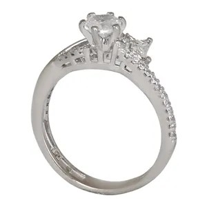 انگشتر نقره زنانه مدل کوارتز مخراج کاری برلیان آبکاری رادیوم کد AWR_1867