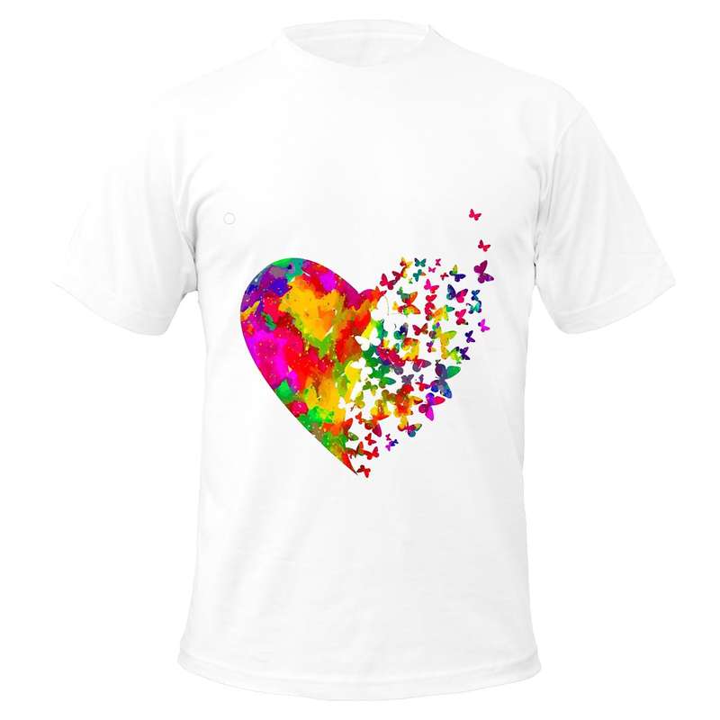 تی شرت زنانه مدل N41 طرح قلب رنگارنگ