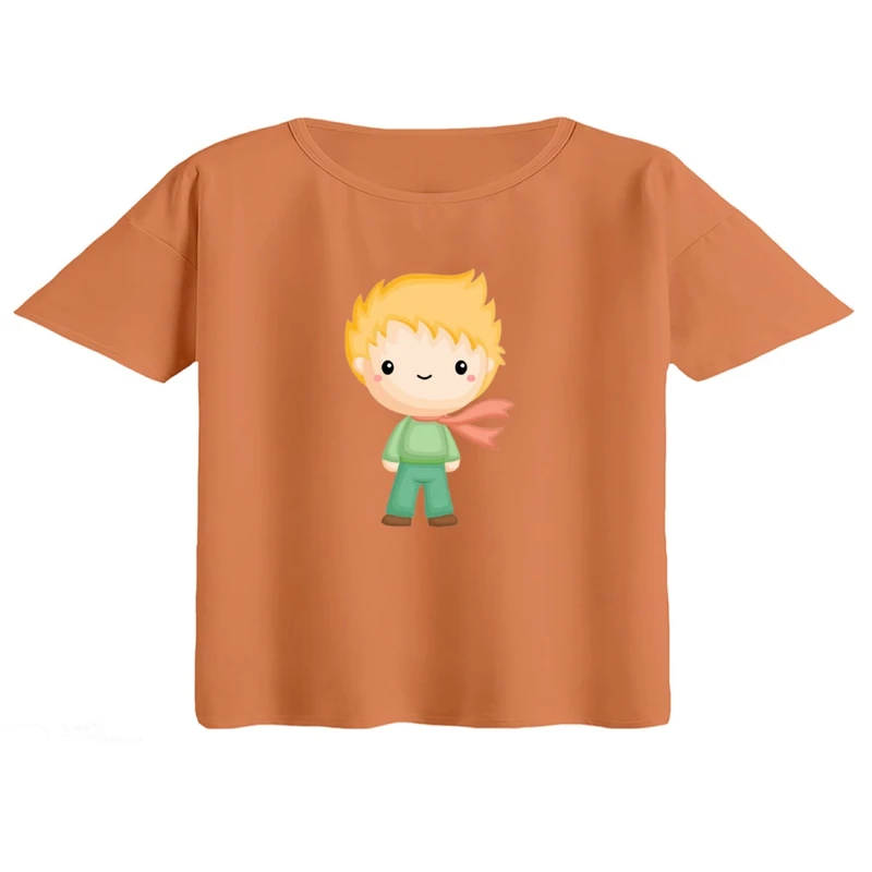 کراپ تی‌شرت آستین کوتاه زنانه مدل شازده کوچولو کد۲