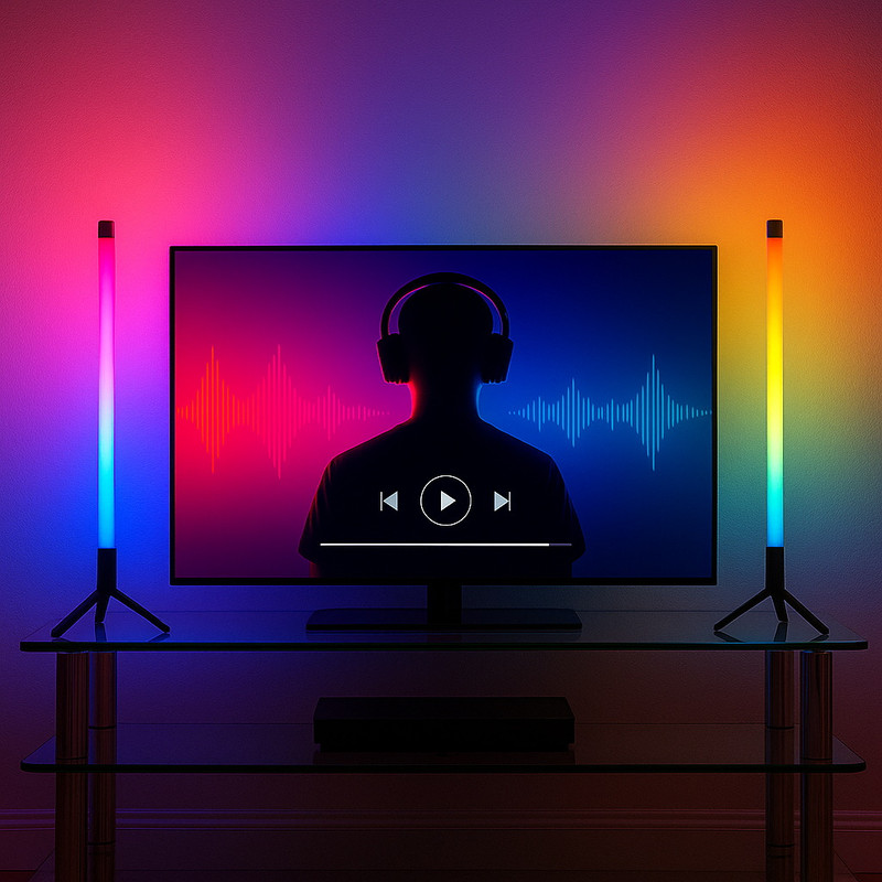 آباژور رومیزی آی لِد مدل پیکسل بلوتوثی کد BT-Rainbow-Pro1 بسته 2 عددی