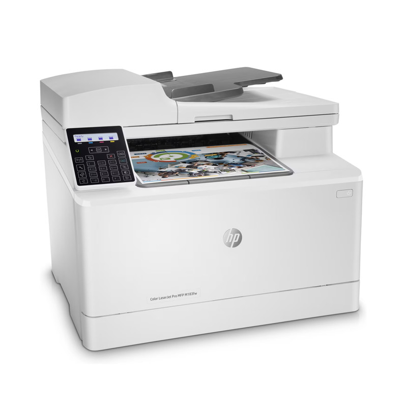 پرینتر اچ ‌پی رنگی چهار کاره با چاپ لیزری مدل LaserJet Pro MFP M183fw، سایز چاپ A4، قابلیت چاپ دو رو