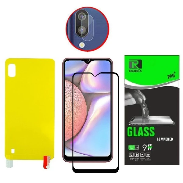 محافظ صفحه نمایش روبیکس مدل FL-A10 مناسب برای گوشی موبایل سامسونگ Galaxy A10 به همراه محافظ پشت گوشی و محافظ لنز دوربین