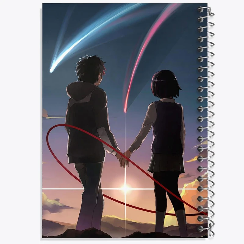 دفتر شطرنجی 50 برگ خندالو طرح تاکی تاچیبانا و میتسویا میامیزو انیمه یورنیم Your Name کد 16265