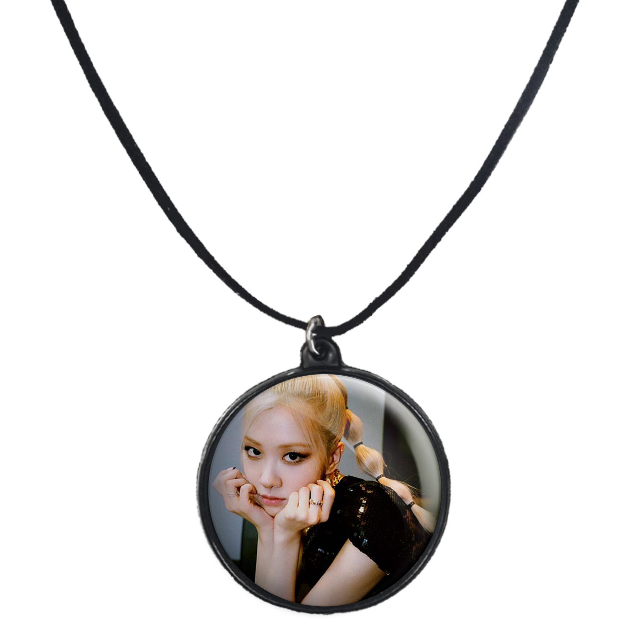 گردنبند پرمانه طرح بلک پینک کد pmb.6977 مدل دو طرفه