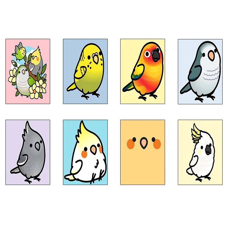 پوستر کارنيکا طرح طوطی Parrot کد 98349 مجموعه 8 عددی