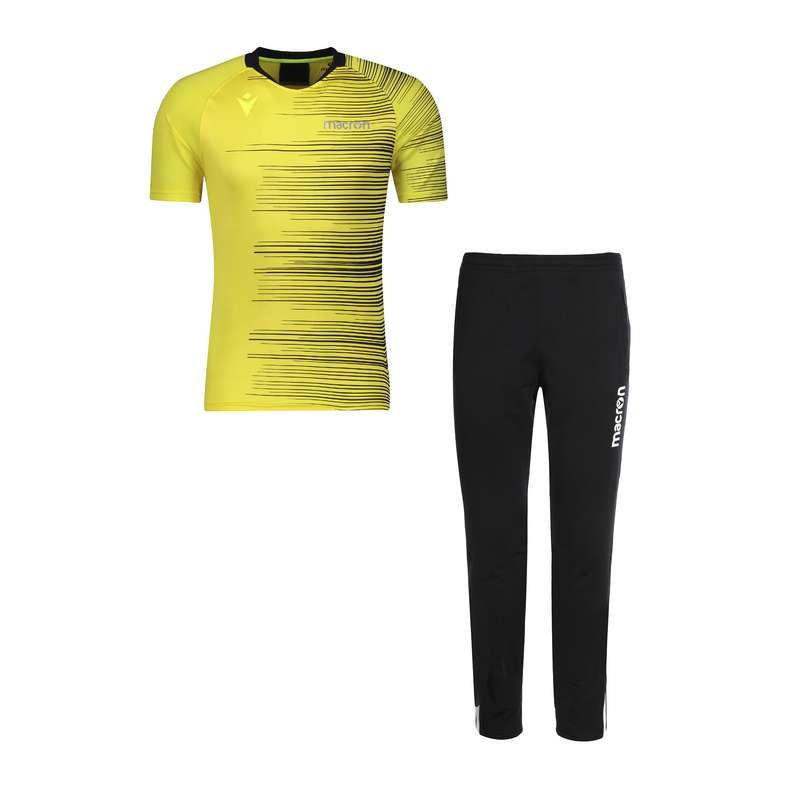 ست تی شرت و شلوار ورزشی مردانه مکرون مدل دنیل رنگ زرد