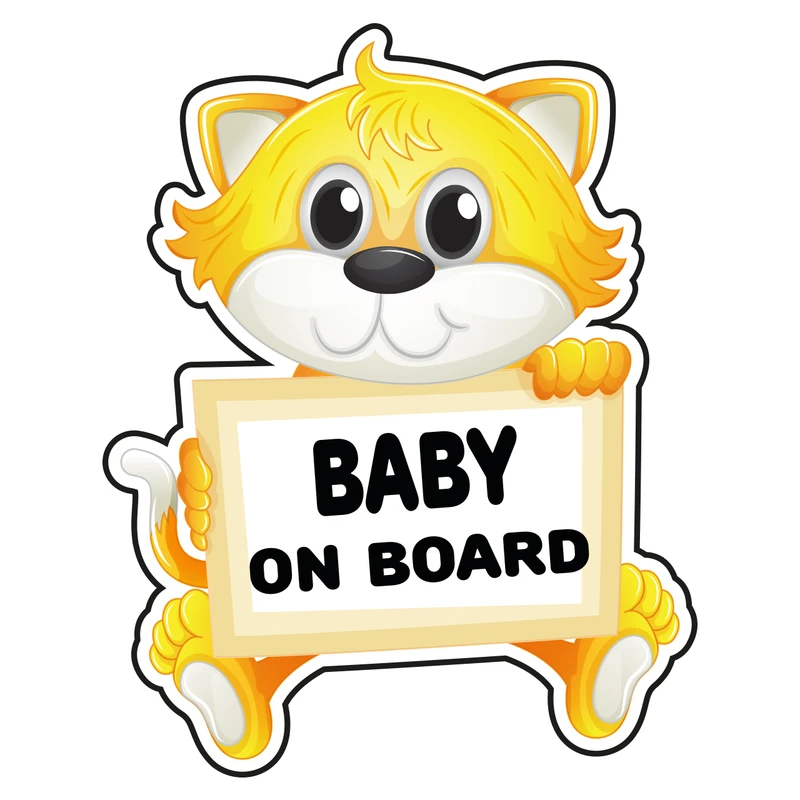 برچسب بدنه خودرو طرح گربه مدل baby on board کد 69