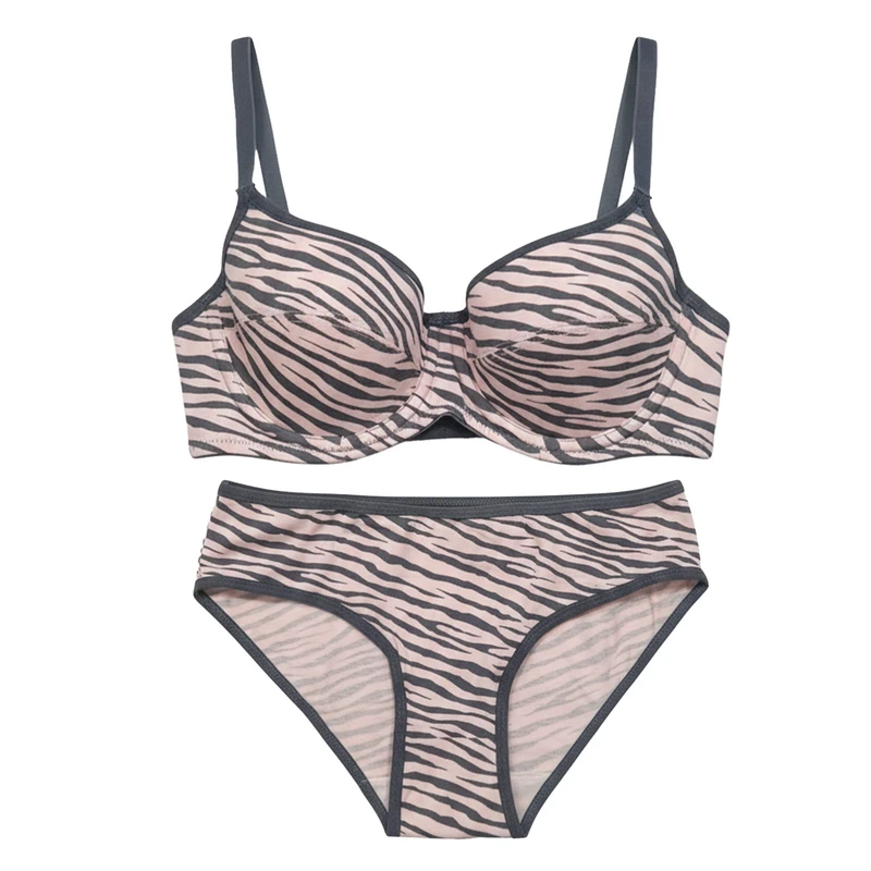 ست شورت و سوتین زنانه آنیت مدل پد دار نخی طرح زبرا