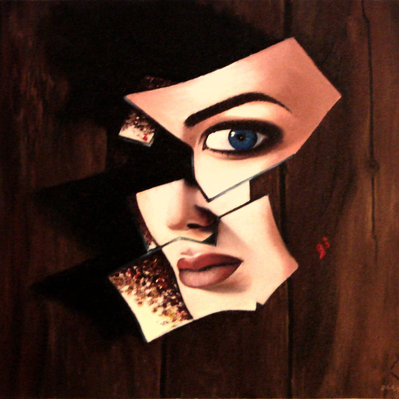 تابلو نقاشی رنگ روغن مدل آینه شکسته