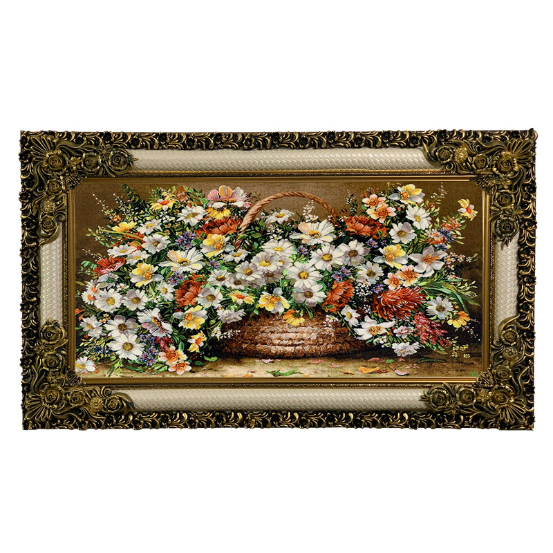 تابلو فرش ماشینی طرح سبد گل کد ۷۳۷۶