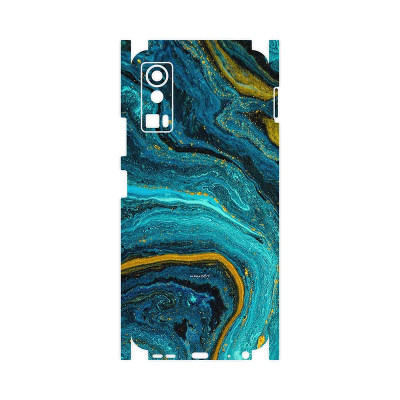 برچسب پوششی ماهوت مدل Turquoise marblewith golden streaks-FullSkin مناسب برای گوشی موبایل جی پلاس X20