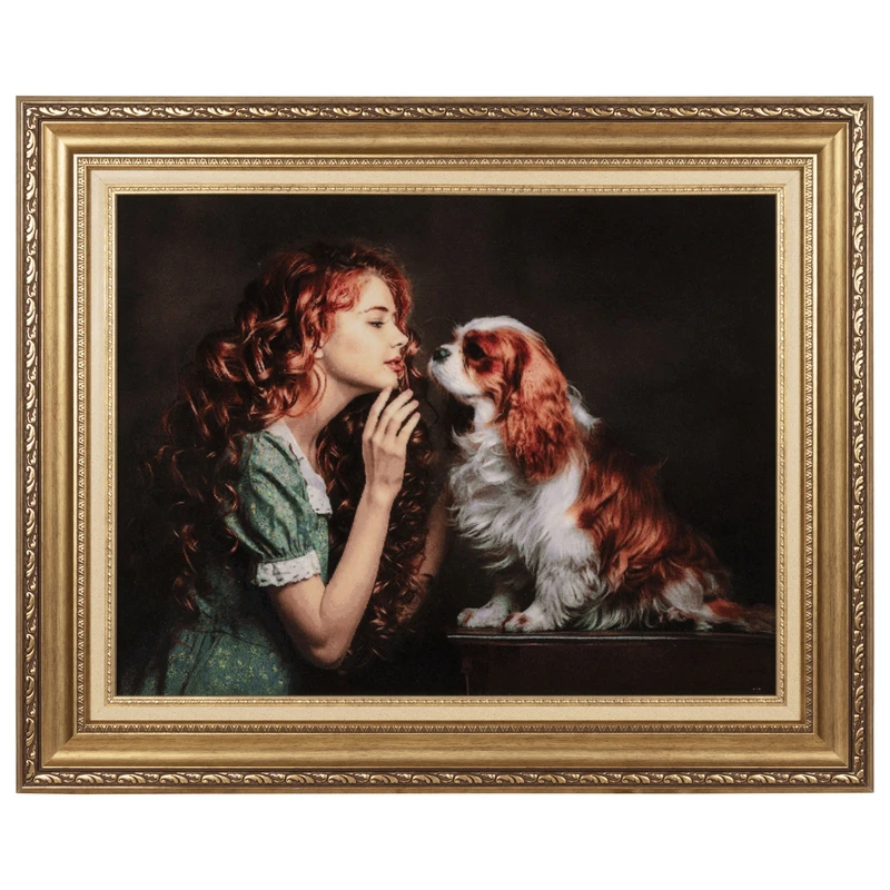 تابلو فرش دستباف سی پرشیا طرح دختر و سگ کد 903999