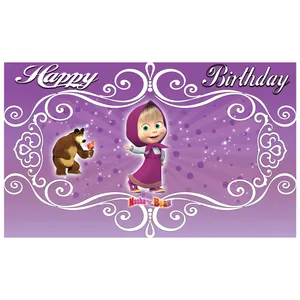 بنر تولد مسترتم طرح ماشا و میشا پلاس