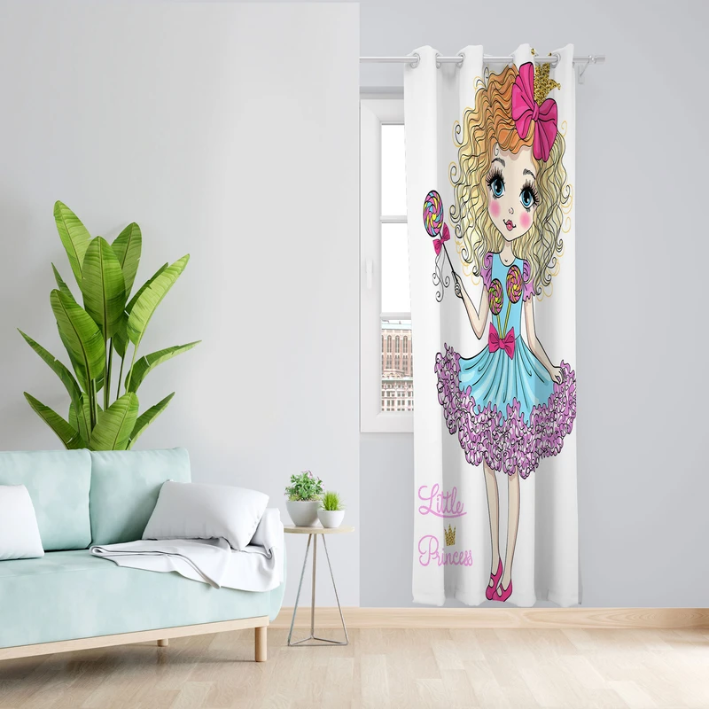  پرده مدل دخترانه مخمل پانچی کد 2644b سایز 140x200 سانتی متر