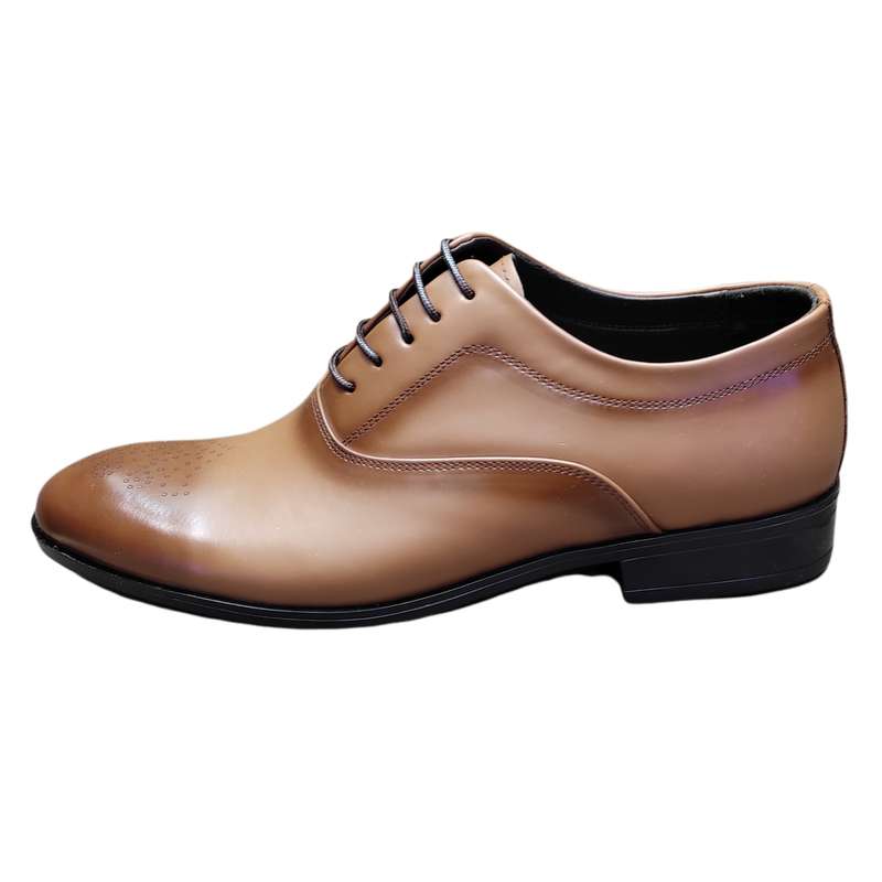 کفش مردانه مدل چرمی طبیعی بندی مجلسی رنگ عسلی 