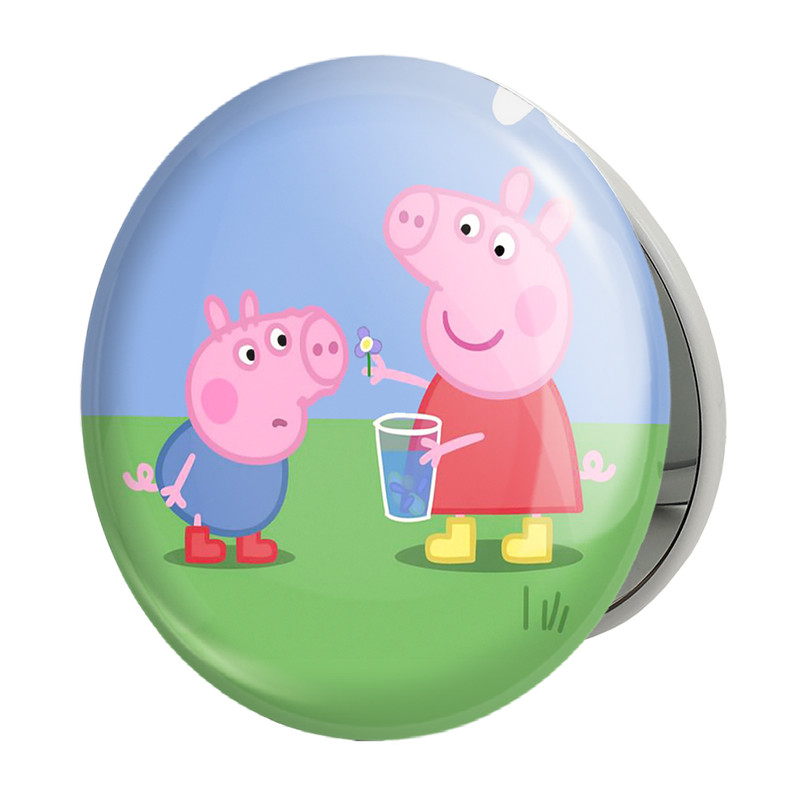 آینه جیبی خندالو طرح پپا و جورج انیمه پپاپیک Peppa pig مدل تاشو کد 22071 