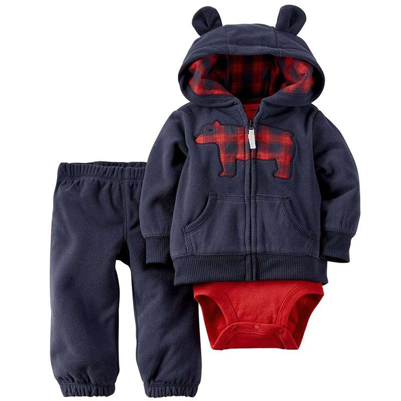 ست 3 تکه لباس نوزادی کارترز مدل خرس رنگ قرمز