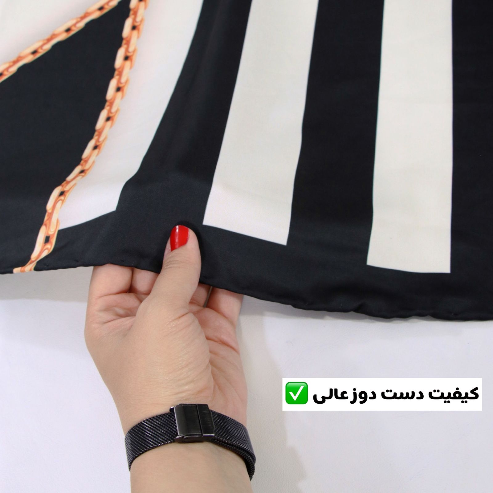 روسری زنانه مدل ابریشم دست دوز طرح زنجیری کلاسیک کد ana-2821 -  - 43