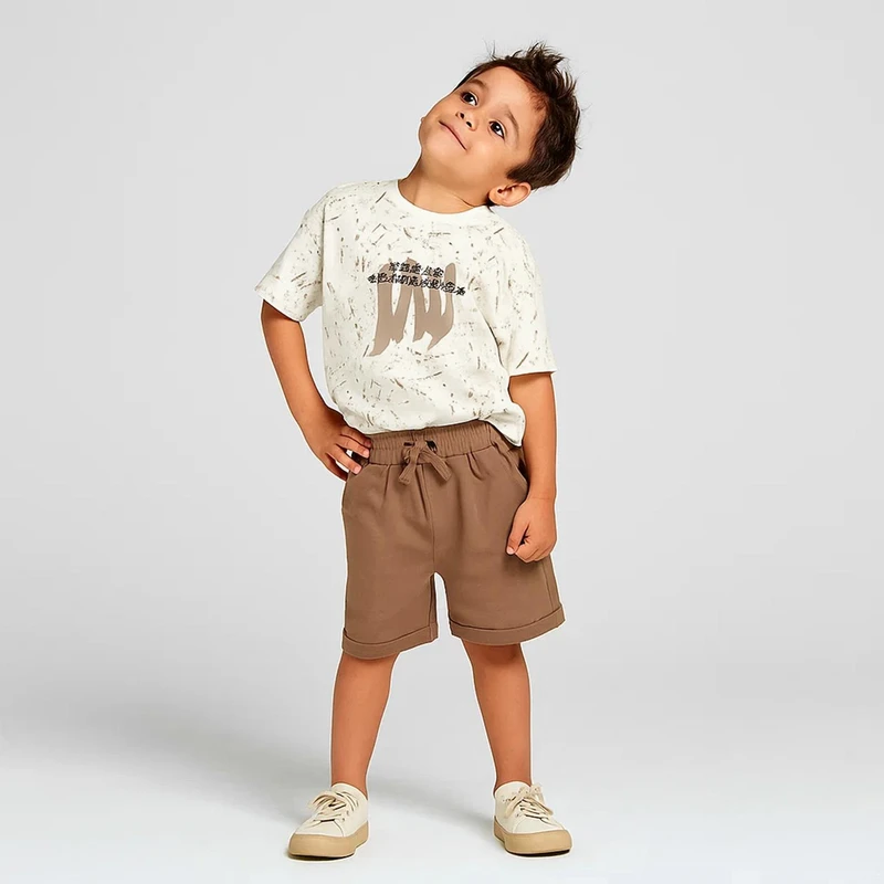 ست تی شرت آستین کوتاه و شلوارک پسرانه سون پون مدل B888