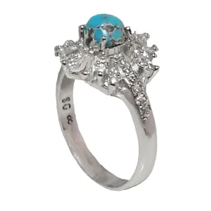 انگشتر نقره زنانه مدل فیروزه نیشابور FW3019