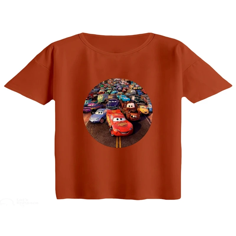کراپ تی‌شرت آستین کوتاه زنانه مدل ماشین ها کد 1