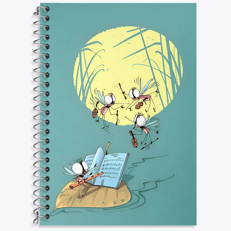 دفتر زبان 50 برگ خندالو مدل دو خط طرح جشن پشه ها کد N4347